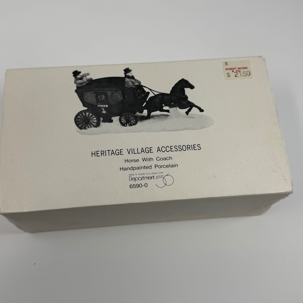 Heritage Village Accessories Handpainted Porcelain Horse‎ With Coach Figurine
